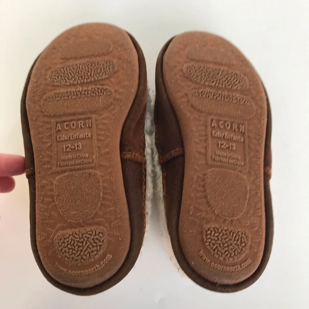 Acorn kids fleece moccasins slippers with suede 12